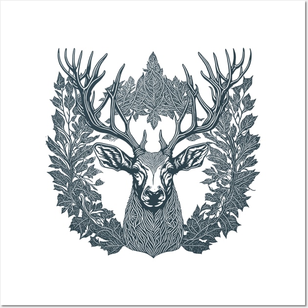 Deer in Noir Ink Wall Art by nandraken